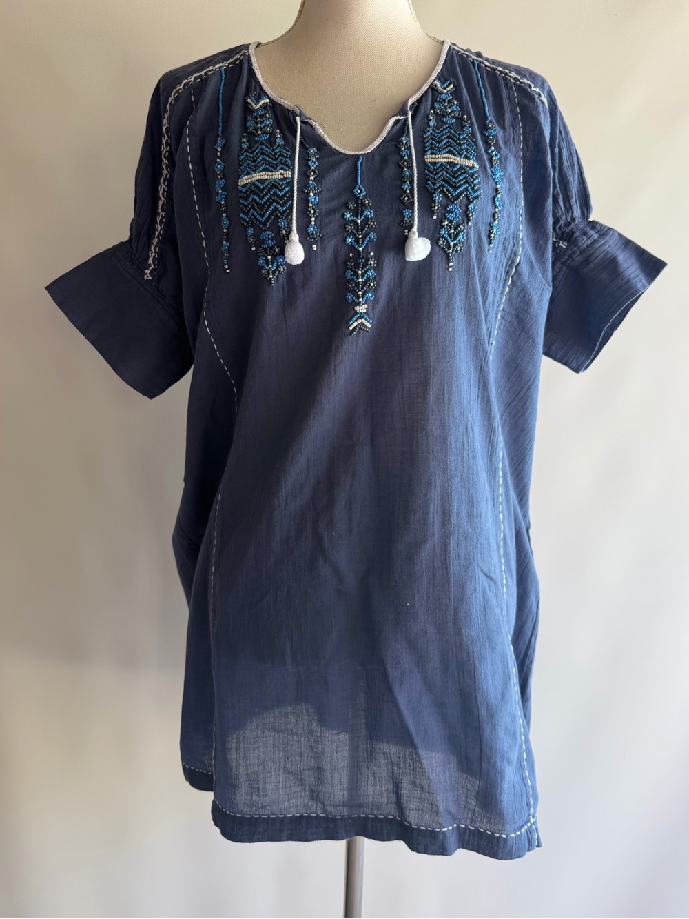 Roberta Roller Rabbit Beaded Embroidered Top - sz L